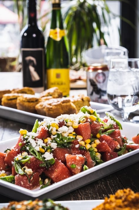 Watermelon and fresh pea salad at corporate event in Jackson